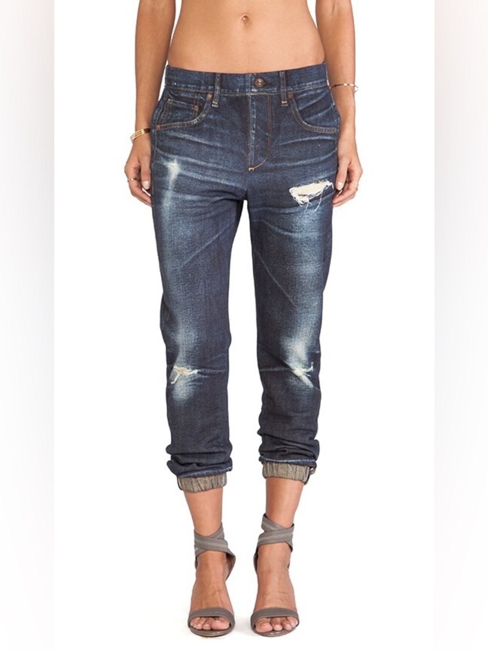 Rag & Bone  “distressed” Miramar pull on jogger Jean style pants (light flaws)